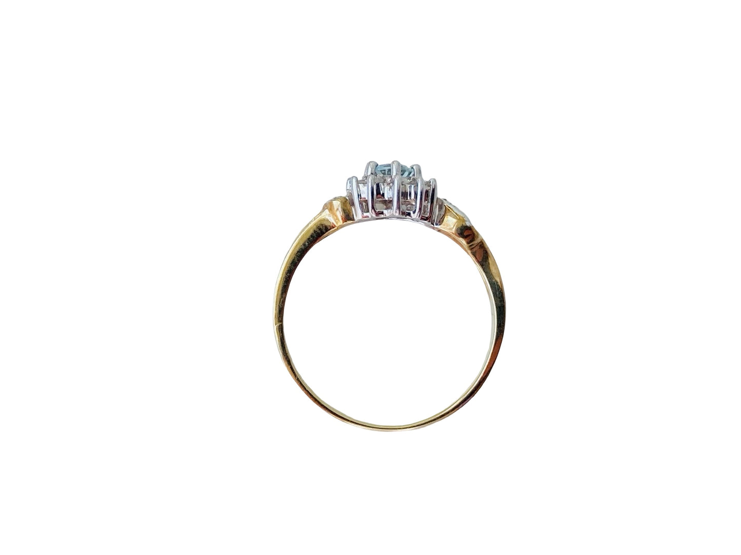 9ct Gold Aquamarine & Diamond Ring