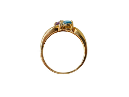 Vintage 9ct Gold Topaz, Amethyst & Diamond Ring