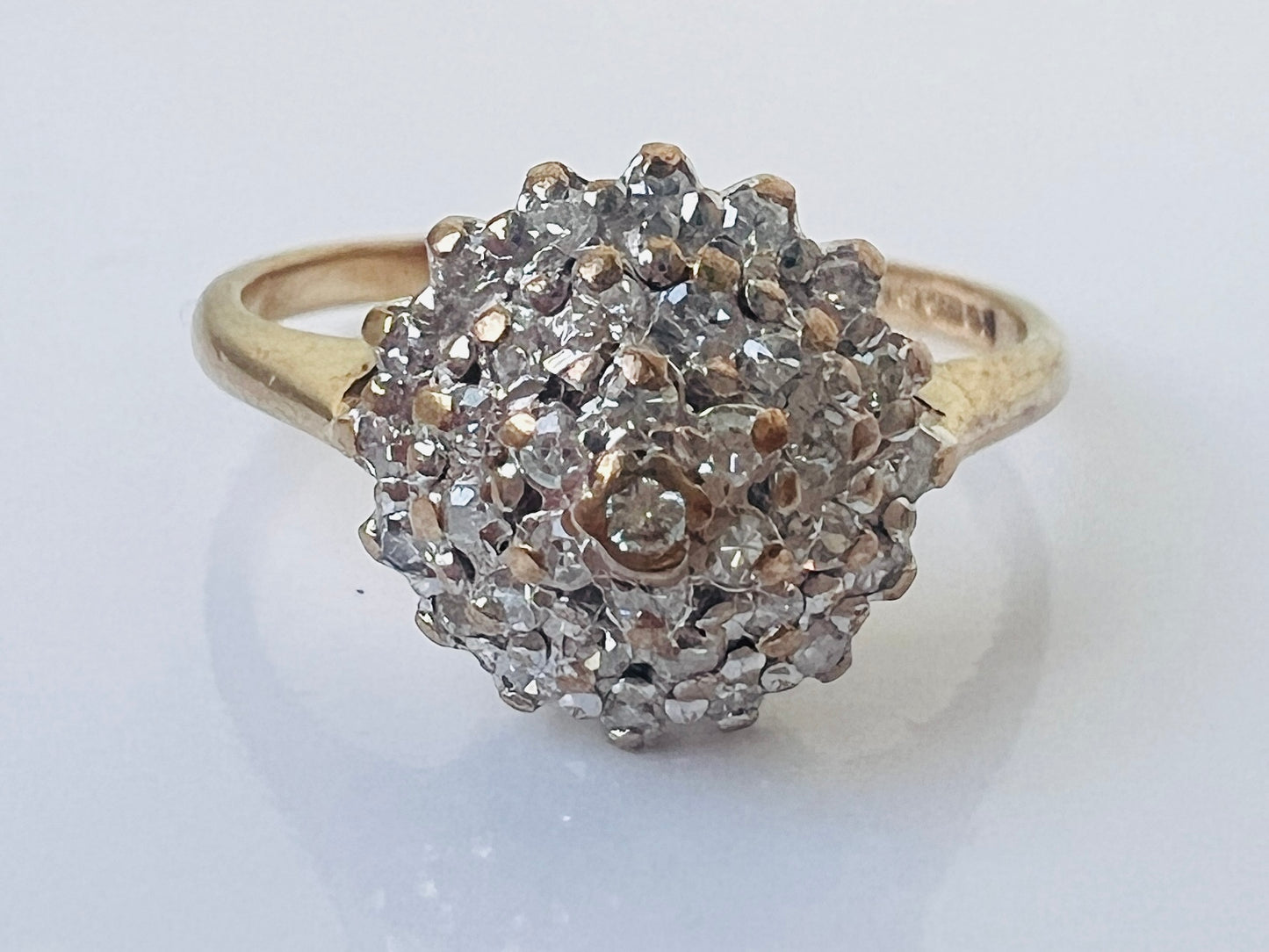 Vintage 9ct Gold Diamond Cluster Ring