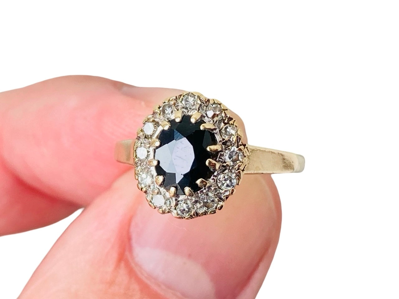 Vintage 9ct Gold Sapphire & Diamond Ring