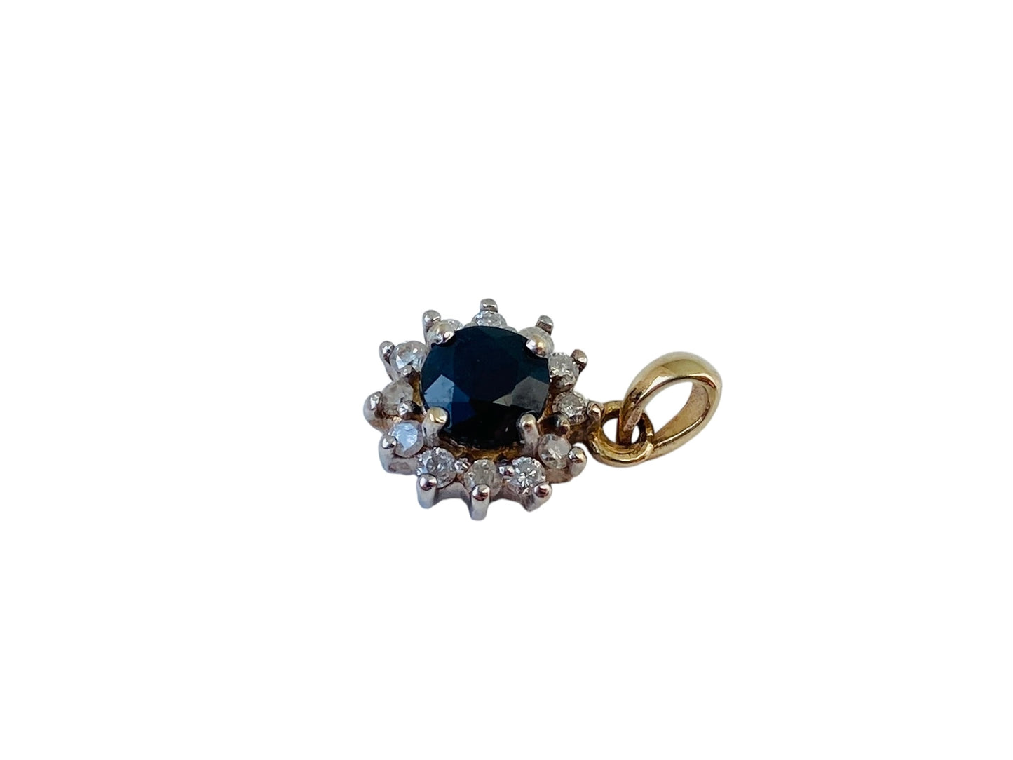 9ct Gold Sapphire & Diamond Pendant