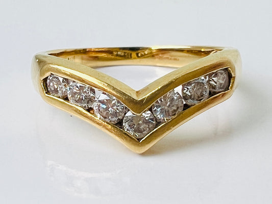 18ct Gold Diamond Wishbone/Chevron Ring