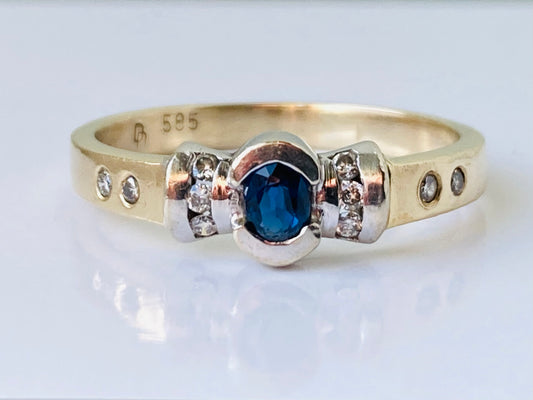 14ct Gold Sapphire & Diamond Ring