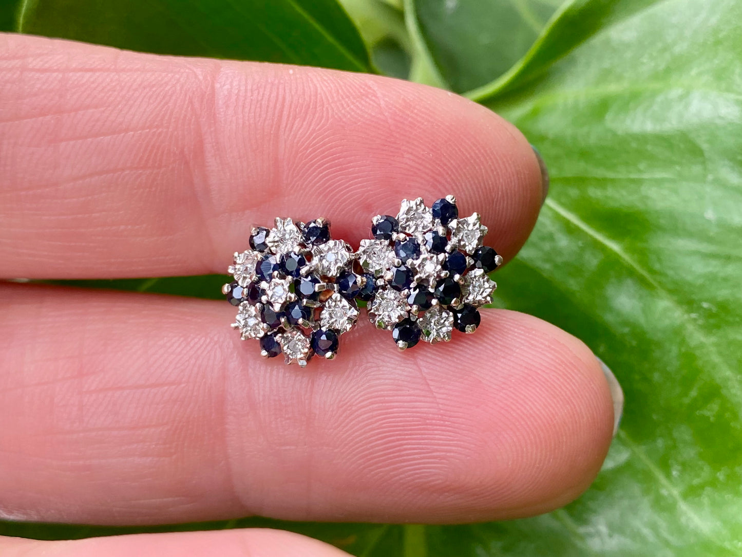 Vintage 9ct Gold Sapphire & Diamond Earrings