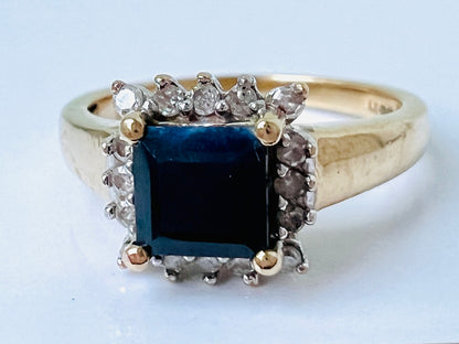 Vintage 9ct Gold Sapphire & Diamond Ring
