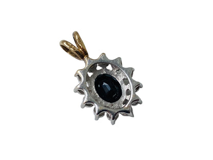 9ct Gold Sapphire & Diamond Pendant