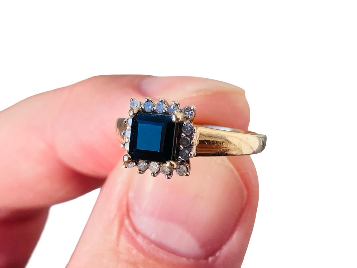 Vintage 9ct Gold Sapphire & Diamond Ring