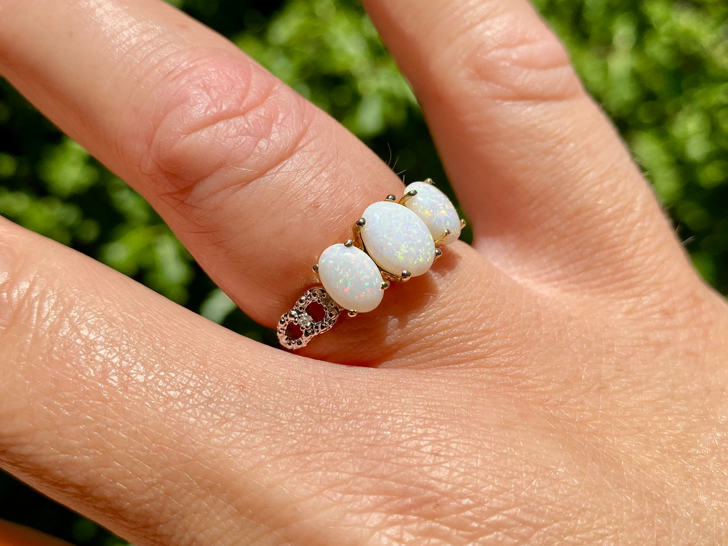 9ct Gold Opal & Diamond Ring