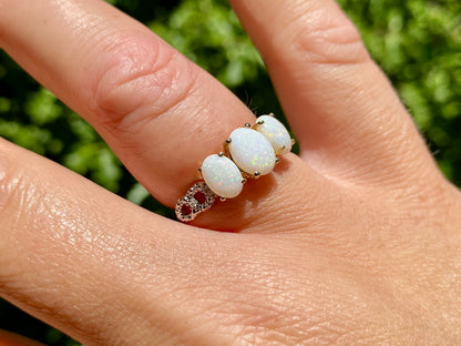 9ct Gold Opal & Diamond Ring