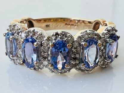 9ct Gold Tanzanite & Diamond Ring