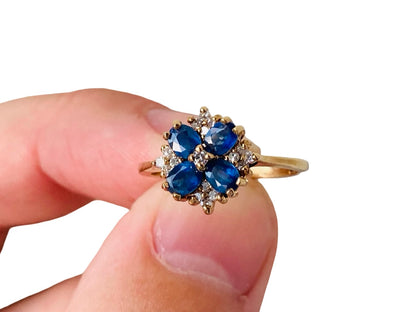 Vintage 9ct Gold Sapphire & Diamond Ring