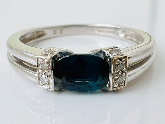 9ct Gold Sapphire & Diamond Ring