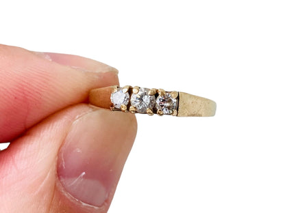 Vintage 9ct Gold Diamond Three Stone Ring