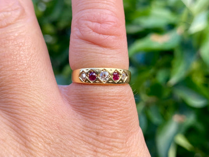 Antique 18ct Gold Ruby & Diamond Ring