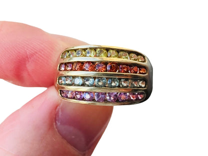 9ct Gold Multi-Coloured Sapphire Ring