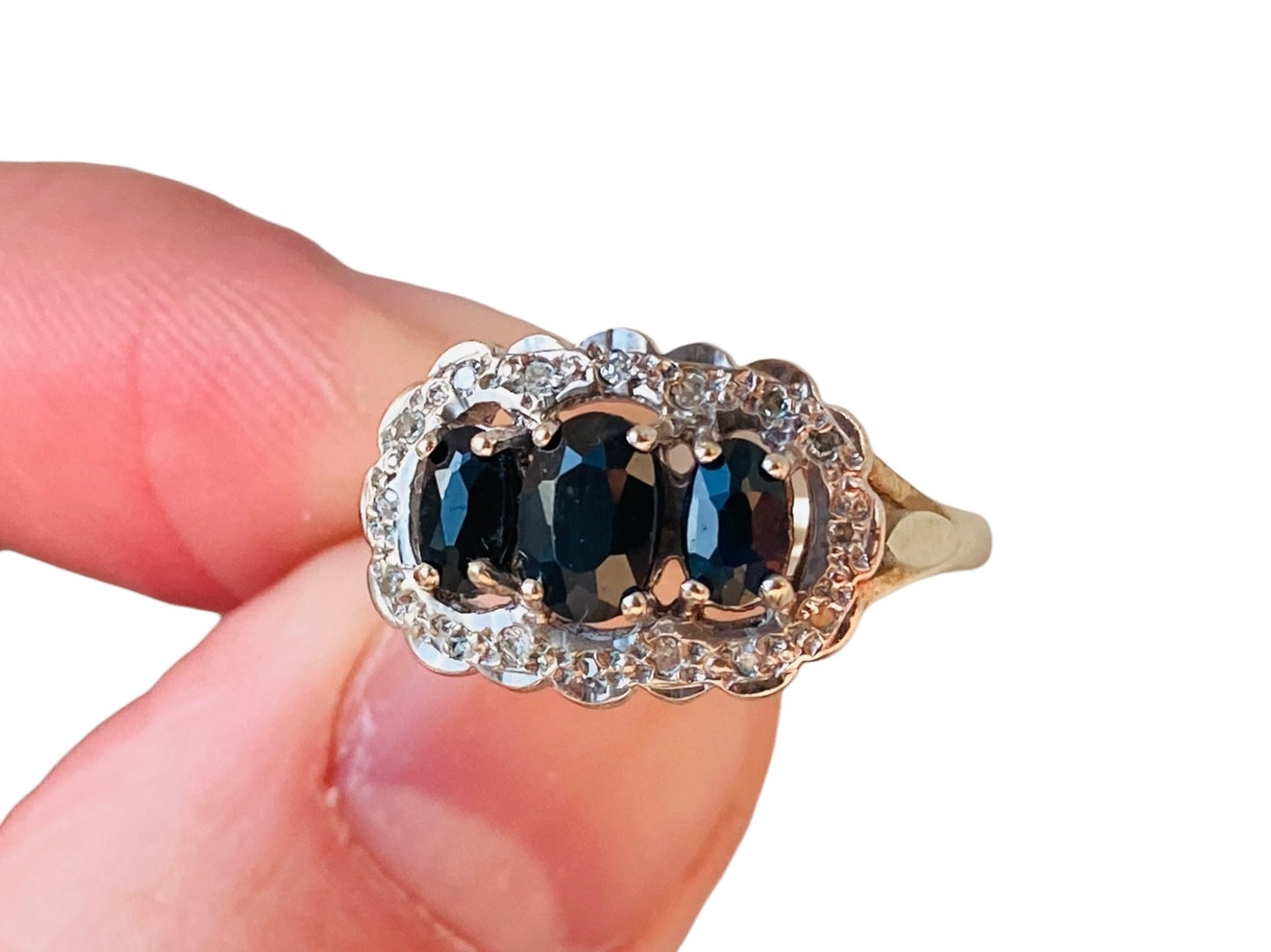 Vintage 9ct Gold Sapphire & Diamond Ring