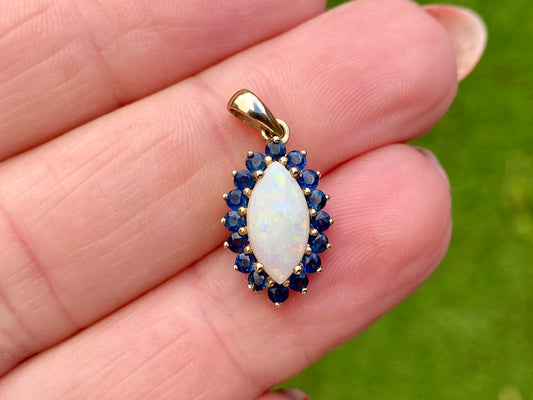 9ct Gold Opal & Sapphire Pendant