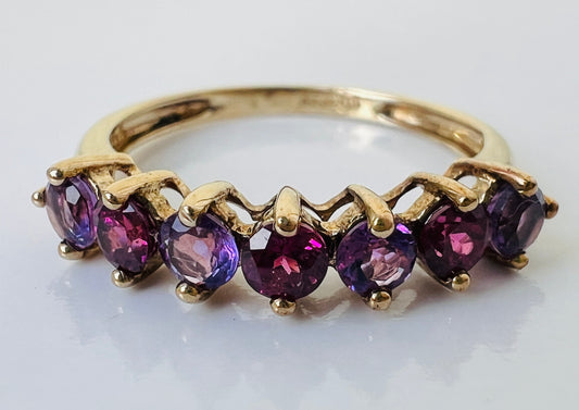 9ct Gold Rhodolite Garnet & Amethyst Ring