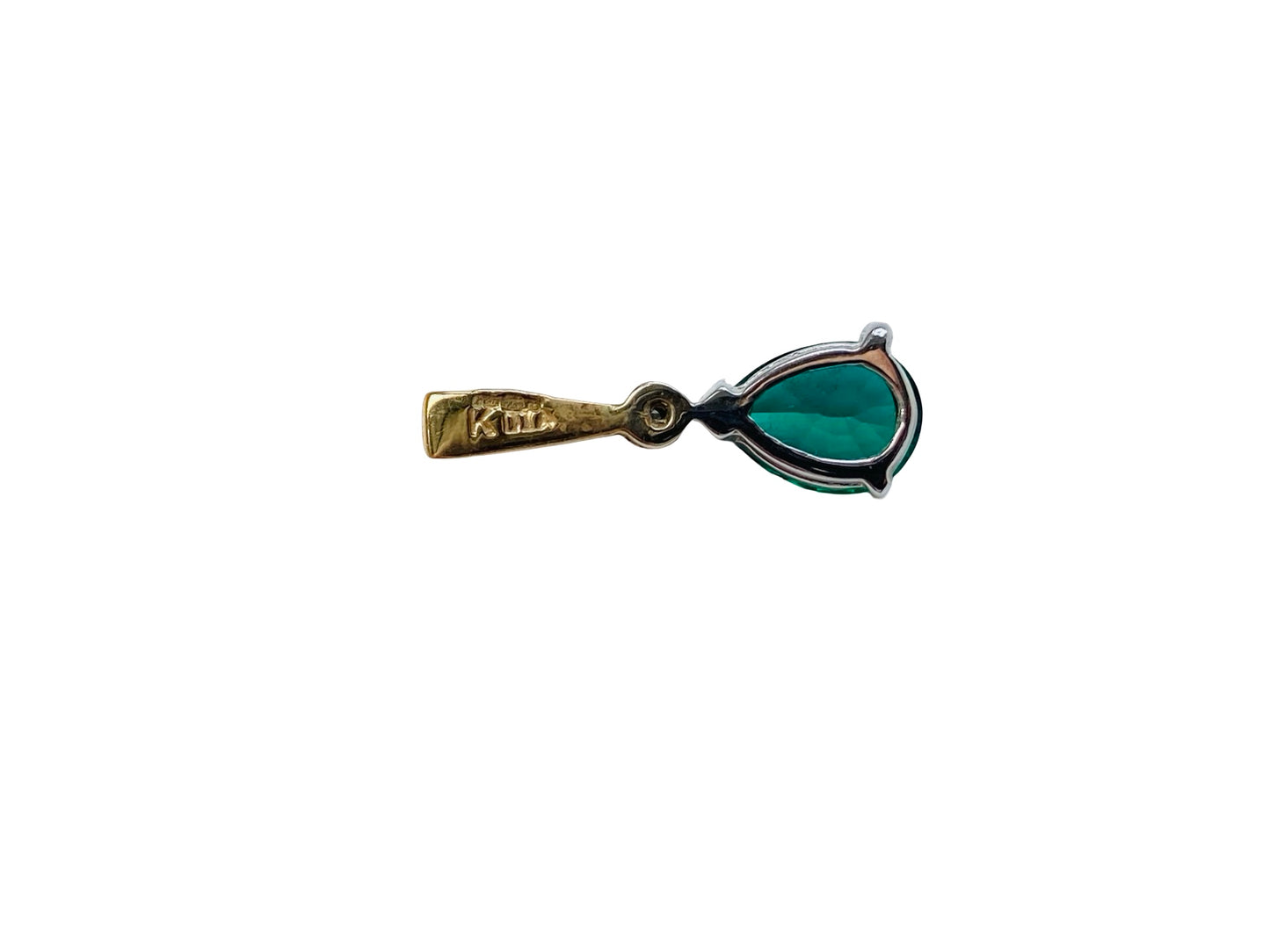 9ct Gold Synthetic Emerald & Diamond Pendant
