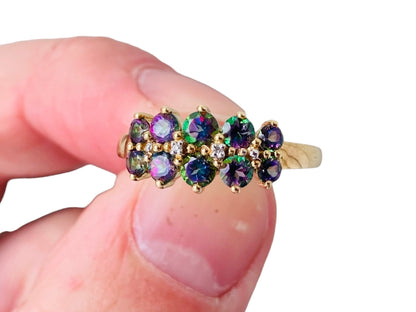 9ct Gold Mystic Topaz & Diamond Ring