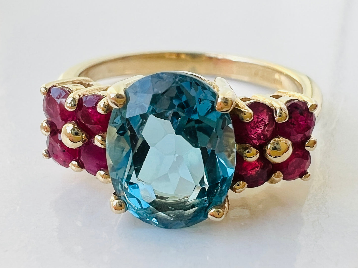 Vintage Gold Topaz & Ruby Ring