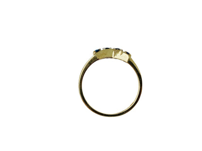 9ct Gold Sapphire & Diamond Wishbone Ring