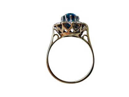 Vintage 9ct Gold Topaz & Diamond Ring