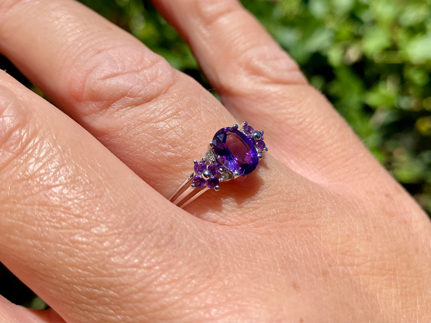 9ct Gold Amethyst & Diamond Ring