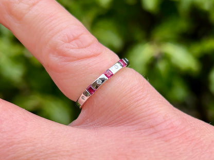 9ct Gold Ruby & Diamond Stacking Ring