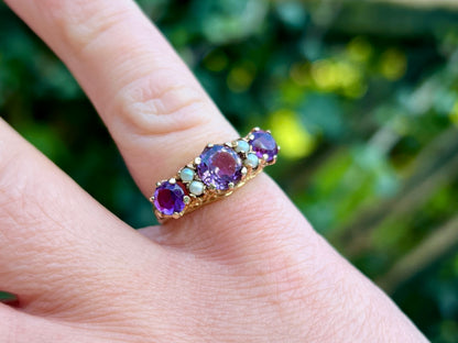 Vintage 9ct Gold Amethyst & Pearl Ring