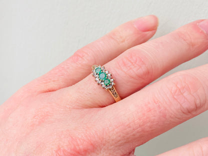 9ct Gold Emerald & Diamond Ring