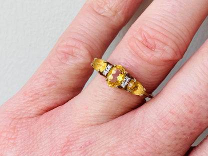 9ct Gold Citrine & Diamond Ring