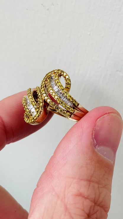 9ct Gold Yellow & White Diamond Ring