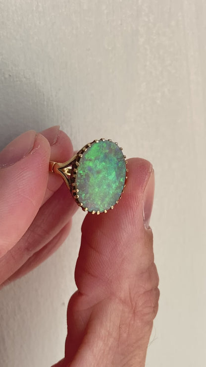 Antique 9ct Gold Opal Doublet Ring