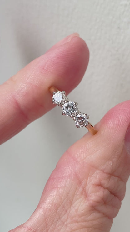 Vintage 18ct Gold Three-Stone Diamond Ring