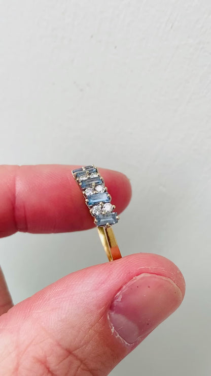 18ct Gold Aquamarine & Diamond Ring