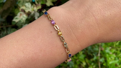 9ct Gold Multi Coloured Sapphire Bracelet