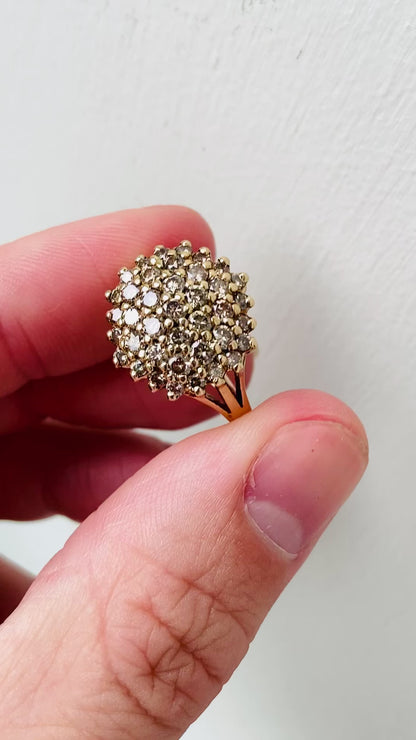 9ct Gold Champagne Diamond Cluster Ring