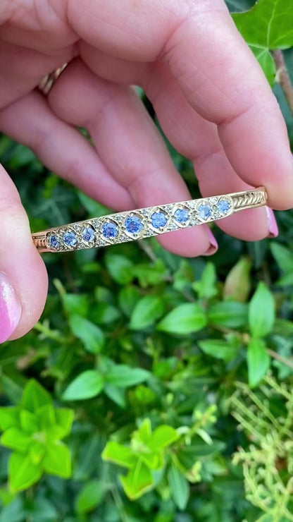 9ct Gold Sapphire & Diamond Bangle